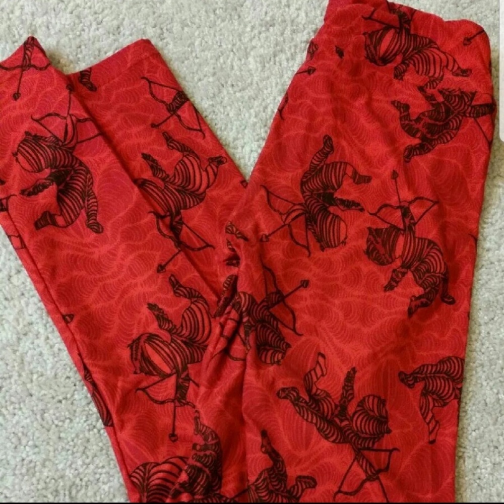 LuLaRoe Red and Black Cupid Leggings